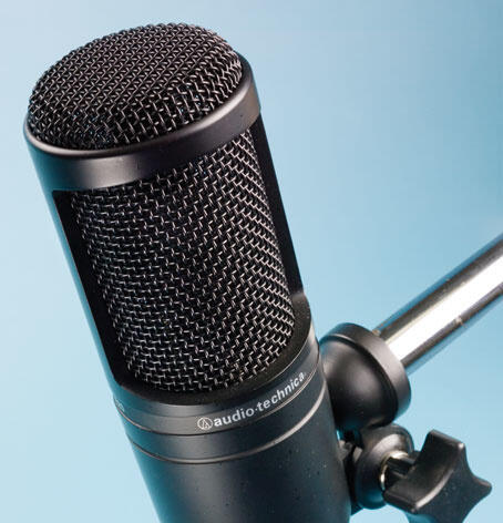 AudioTechnica AT2035 A picture depicting the model of microphone I use, an AudioTechnica AT2035 XLR Condenser Microphone.